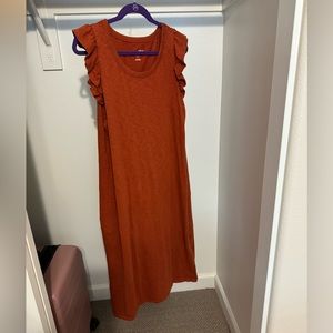 Burnt orange midi dress